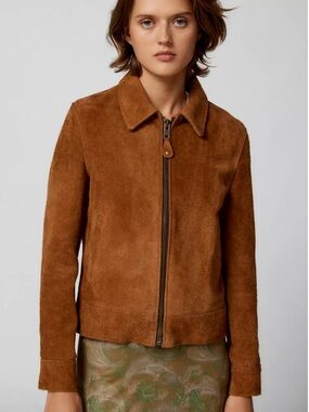Schott NYC Roughout Cowhide Suede Trucker Jacket Small Like New